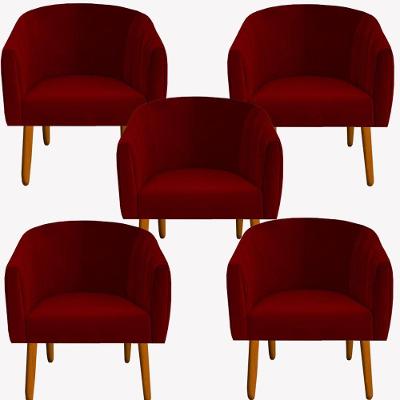 Kit 05 Poltrona Julia Decoração Salão Cadeira Escritório Recepção Estar Amamentação Suede Vermelho D'classe Decor