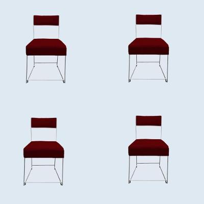 Kit 04 Cadeiras Atena Base De Ferro Maciço Prata Suede Marsala D'classe Decor