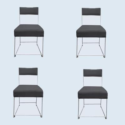 Kit 04 Cadeiras Atena Base De Ferro Maciço Prata Suede Grafite D'classe Decor