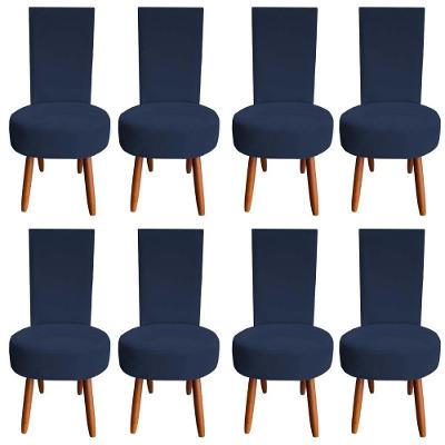 Kit 08 Cadeiras De Jantar Lisboa Sued Azul Marinho D'classe Decor