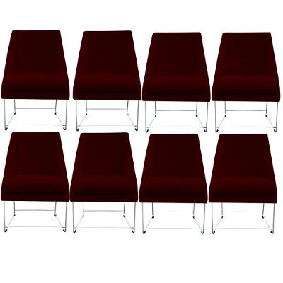 Kit 08 Cadeiras Ana Base De Ferro Prata Suede Marsala D'classe Decor