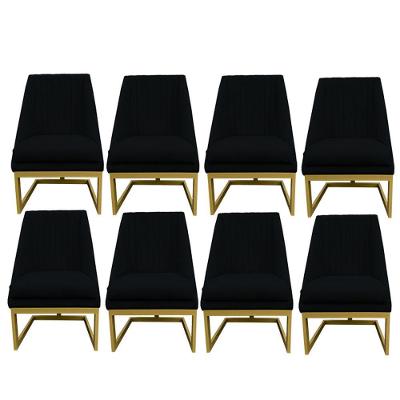 Kit 08 Cadeiras Para Sala De Jantar Ana Base De Ferro Suede Preto D'classe Decor