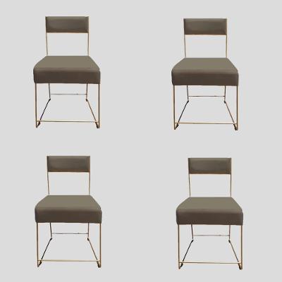 Kit 04 Cadeiras Atena Base De Ferro Maciço Dourada Suede Marrom Rato D'classe Decor