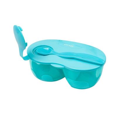 Kit Bowl Tigela & Colher Divisórias Internas Com Compartimento Para Talher Cor Azul