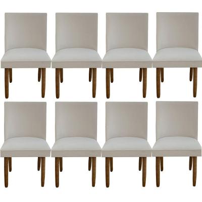 Kit 08 Cadeiras Para Sala De Jantar Tóquio Pés Palito Suede Bege D'classe Decor