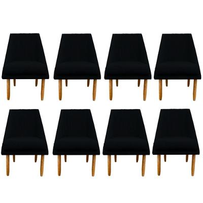 Kit 08 Cadeiras Para Sala De Jantar Ana Pés Palito Suede Preto D'classe Decor