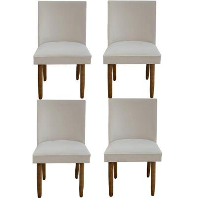 Kit 04 Cadeiras Para Sala De Jantar Tóquio Pés Palito Suede Bege D'classe Decor