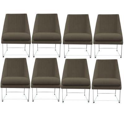 Kit 08 Cadeiras Ana Base De Ferro Prata Suede Marrom Rato D'classe Decor