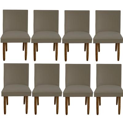 Kit 08 Cadeiras Para Sala De Jantar Tóquio Pés Palito Suede Marrom Rato D'classe Decor