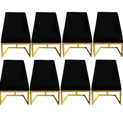 Kit 08 Cadeiras Para Sala De Jantar Ana Base De Ferro Veludo Preto D'classe Decor