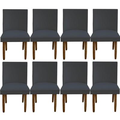 Kit 08 Cadeiras Para Sala De Jantar Tóquio Pés Palito Suede Grafite D'classe Decor