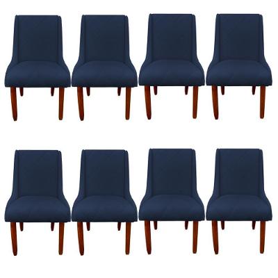 Kit 08 Cadeiras Para Sala De Jantar Lizz Pés Palito Veludo Azul Marinho D'classe Decor