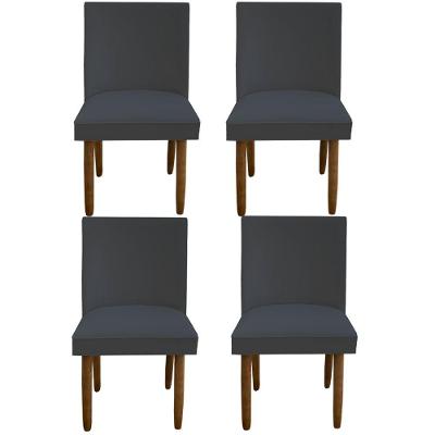 Kit 04 Cadeiras Para Sala De Jantar Tóquio Pés Palito Suede Grafite D'classe Decor