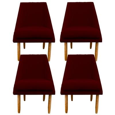 Kit 04 Cadeiras Para Sala De Jantar Ana Pés Palito Suede Marsala D'classe Decor