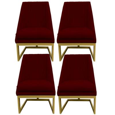 Kit 04 Cadeiras Para Sala De Jantar Ana Base De Ferro Suede Marsala D'classe Decor