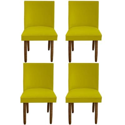 Kit 04 Cadeiras Para Sala De Jantar Tóquio Pés Palito Suede Amarelo D'classe Decor