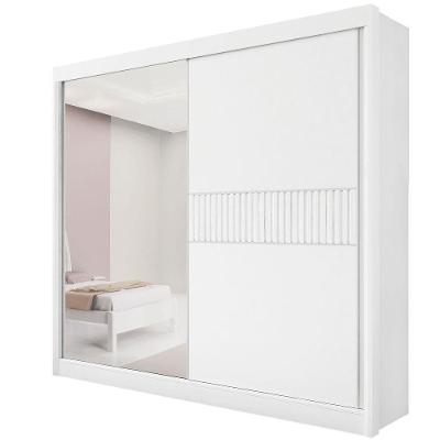 Guarda Roupa Titanium Ripado 2 Portas 6 Gavetas Com Espelho D' Doro Branco-ripado