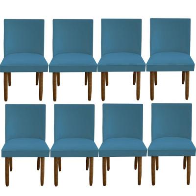 Kit 08 Cadeiras Para Sala De Jantar Tóquio Pés Palito Suede Azul Tiffany D'classe Decor