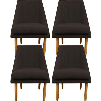 Kit 04 Cadeiras Para Sala De Jantar Ana Pés Palito Suede Marrom D'classe Decor