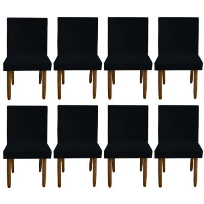 Kit 08 Cadeiras Para Sala De Jantar Tóquio Pés Palito Suede Preto D'classe Decor