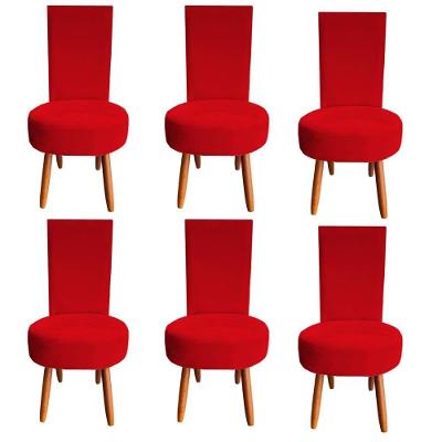 Kit 06 Cadeiras De Jantar Lisboa Sued Vermelho D'classe Decor