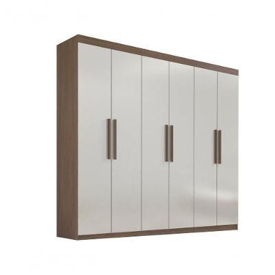 Guarda Roupa Casal 6 Portas Sem Pés Leblon D' Doro Castanho-off White