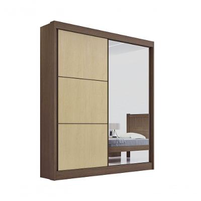 Guarda Roupa Casal Athenas 2 Portas 3 Gavetas Com Espelho Com Pés - D' Doro Castanho-linho