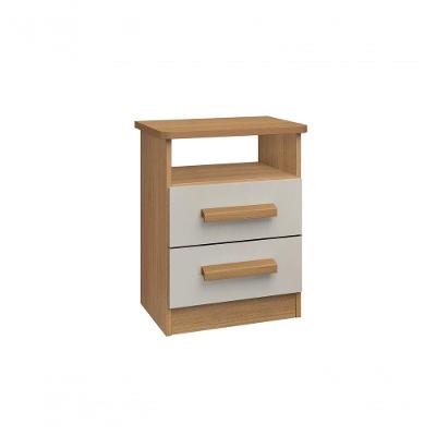Mesa De Cabeceira Firenze 2 Gavetas Com Nicho - D' Doro Cinamomo-off White