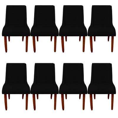 Kit 08 Cadeiras Para Sala De Jantar Lizz Pés Palito Veludo Preto D'classe Decor