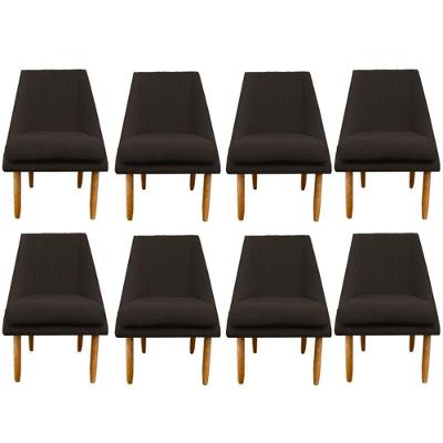 Kit 08 Cadeiras Para Sala De Jantar Ana Pés Palito Suede Marrom D'classe Decor
