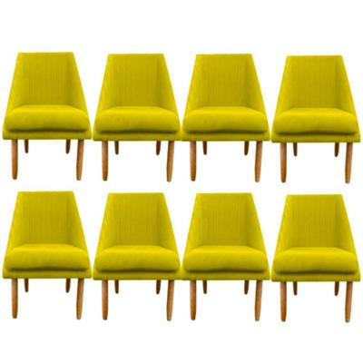 Kit 08 Cadeiras Para Sala De Jantar Ana Pés Palito Suede Amarelo D'classe Decor