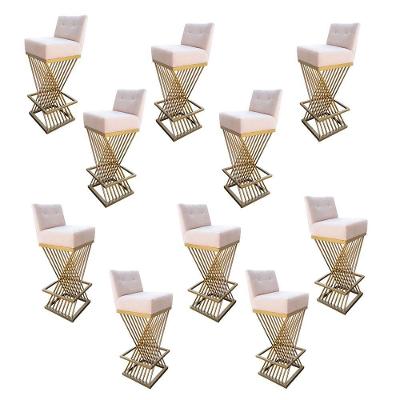 Kit 10 Banquetas Luma Base De Ferro Sued Bege D'classe Decor