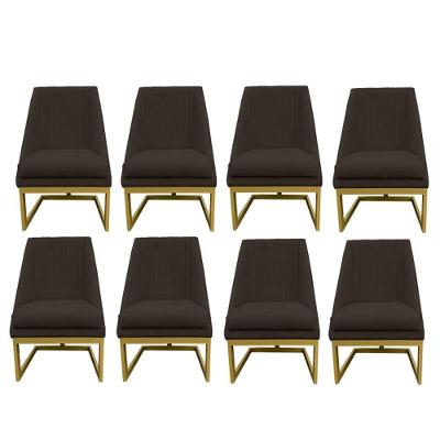 Kit 08 Cadeiras Para Sala De Jantar Ana Base De Ferro Suede Marrom D'classe Decor
