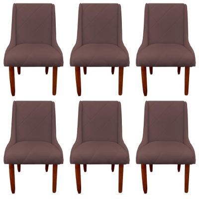 Kit 06 Cadeiras Para Sala De Jantar Lizz Pés Palito Veludo Rosê D'classe Decor