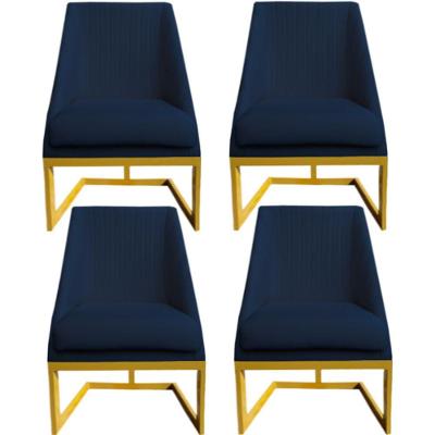 Kit 04 Cadeiras Para Sala De Jantar Ana Base De Ferro Veludo Azul Marinho D'classe Decor