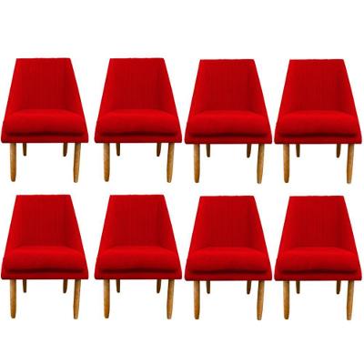 Kit 08 Cadeiras Para Sala De Jantar Ana Pés Palito Suede Vermelho D'classe Decor