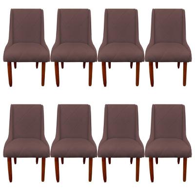 Kit 08 Cadeiras Para Sala De Jantar Lizz Pés Palito Veludo Rosê D'classe Decor