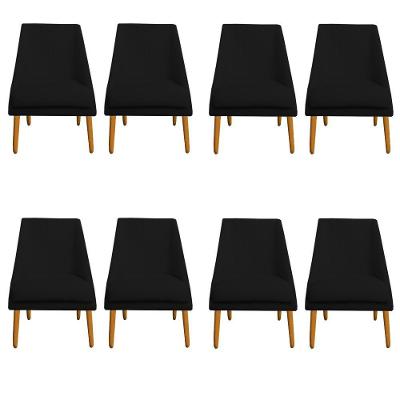 Kit 08 Cadeiras Para Sala De Jantar Ana Pés Palito Veludo Preto D'classe Decor