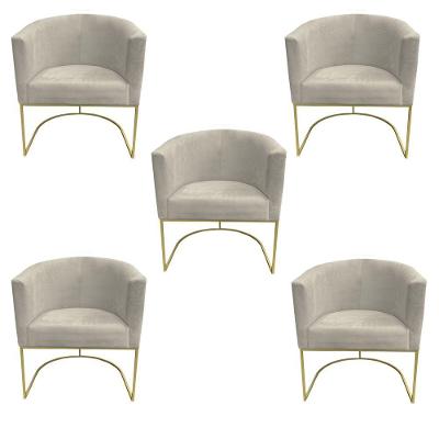 Kit 05 Poltronas Paola Base De Ferro Sued Bege D'classe Decor