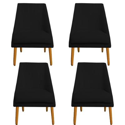 Kit 04 Cadeiras Para Sala De Jantar Ana Pés Palito Veludo Preto D'classe Decor