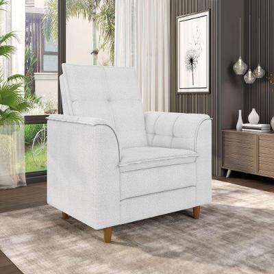 Poltrona Para Sala Confortável Decorativa Isa Bouclê Cor:off White