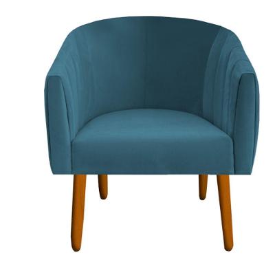 Poltrona Julia Decoração Salão Cadeira Escritório Recepção Estar Amamentação Suede Azul Tiffany D'classe Decor