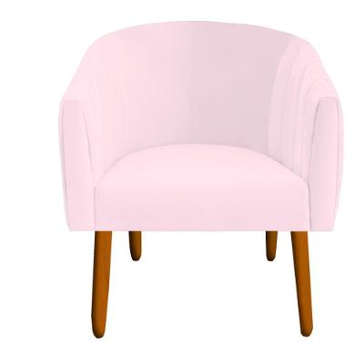 Poltrona Julia Decoração Salão Cadeira Escritório Recepção Estar Amamentação Suede Rosa Bebê D'classe Decor