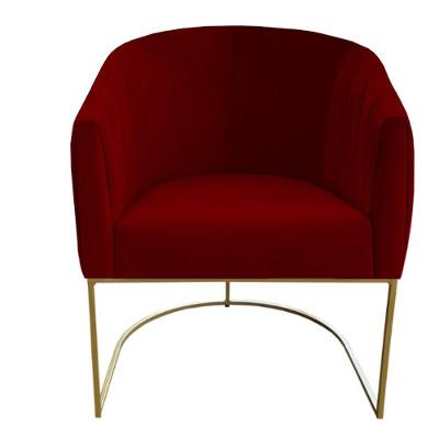 Poltrona Julia Com Base De Ferro Sala De Estar Escritório Recepção Clinica Suede Vermelho D'classe Decor