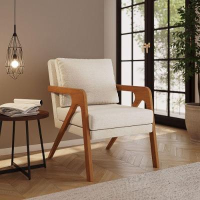 Poltrona Decorativa Moderna Luxo Para Sala Escritório Siena Linho Bege