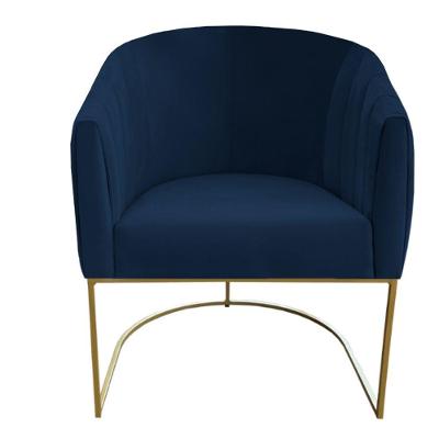 Poltrona Julia Com Base De Ferro Sala De Estar Escritório Recepção Clinica Suede Azul Marinho D'classe Decor
