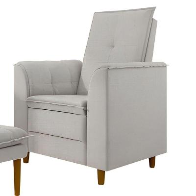 Poltrona Decorativa Estofada Confortável Sala Miley Linho Cinza