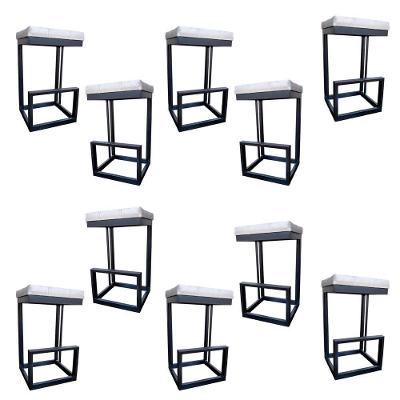 Kit 10 Banquetas Londres Base De Ferro Sued Bege D'classe Decor