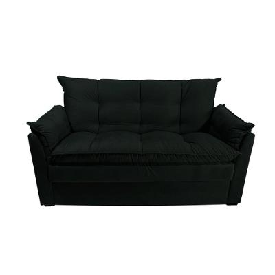 Sofá Small 3 Lugares Conforto 160cm Suede Preto Herrero Decor Preto