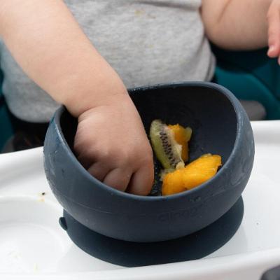 Tigela De Silicone Com Ventosa Azul Para Bebês Antimicrobiana